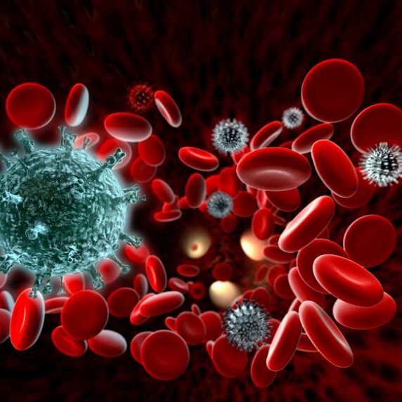 Virus in blood - Scanning Electron Microscopy stylised